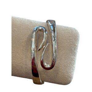 Silver-Tone Hinged Abstract Cuff Bracelet For Women